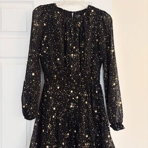 AQUA "Metallic Stripe Star Print Mini Dress" Small